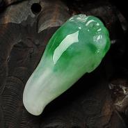 糯冰种翠色缅甸翡翠A货福瓜挂件