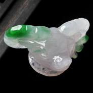 糯冰种飘翠缅甸翡翠A货羊头挂件