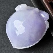 糯冰种紫罗兰缅甸翡翠A货寿桃挂件