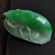 糯冰种翠色缅甸翡翠A货进退有节挂件