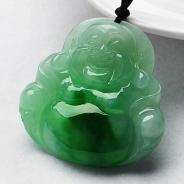 糯冰种翠色缅甸翡翠A货玉佛挂件