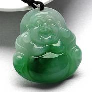 糯冰种翠色缅甸翡翠A货玉佛挂件
