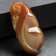 糯冰种褐黄翡缅甸翡翠A货如意寿挂件