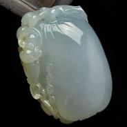 糯冰种淡黄翡缅甸翡翠A货福瓜挂件