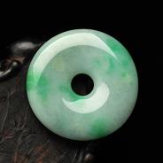 糯冰种飘翠缅甸翡翠A货平安扣挂件