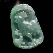 糯冰种晴水缅甸翡翠A货鸡牌挂件