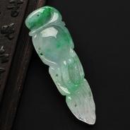 糯冰种飘翠缅甸翡翠A货人生如意挂件