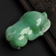 feicui糯冰种晴水缅甸翡翠A货福猪挂件