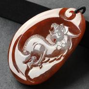 冰种红翡缅甸翡翠A货飞龙在天挂件