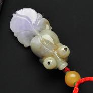 feicui糯冰种紫罗兰缅甸翡翠A货金鱼挂件
