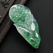 feicui冰种飘花缅甸翡翠A货玉兰花挂件