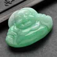 糯冰种翠色缅甸翡翠A货玉佛挂件