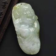 糯冰种晴水缅甸翡翠A货刘海戏金蟾挂件