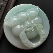 糯冰种晴水缅甸翡翠A货福猪送财挂件