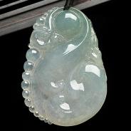冰种晴水缅甸翡翠A货如意寿挂件