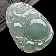 冰种晴水缅甸翡翠A货如意寿挂件