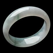 糯冰种淡紫罗兰飘花缅甸翡翠A货手镯（57.3mm）