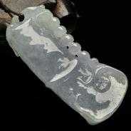 糯冰种紫罗兰缅甸翡翠A货节节高挂件