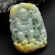 糯冰种晴水黄翡缅甸翡翠A货望子成龙挂件
