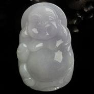 糯冰种紫罗兰缅甸翡翠A货逍遥佛挂件