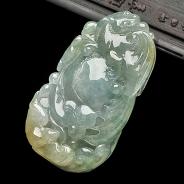 糯冰种晴水略飘花缅甸翡翠A货飞龙在天挂件