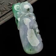 糯冰种紫罗兰飘花缅甸翡翠A货福瓜挂件