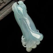 糯冰种略飘花缅甸翡翠A货玉兰花挂件