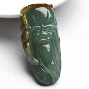 糯冰种晴水褐黄翡缅甸翡翠A货寿星挂件