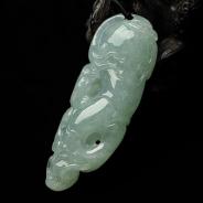 糯冰种晴水缅甸翡翠A货人生如意挂件