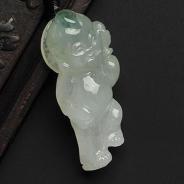冰种晴水缅甸翡翠A货招财童子挂件
