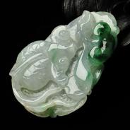冰种晴水飘翠缅甸翡翠A货年年有余挂件