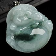糯冰种飘花缅甸翡翠A货玉佛挂件