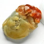 糯冰种红黄翡缅甸翡翠A货旺财手玩件