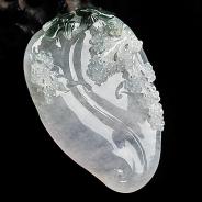 冰种晴水缅甸翡翠A货喜上眉梢挂件