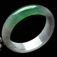 糯冰种春带彩缅甸翡翠A货手镯（59.4mm）