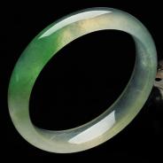 冰玻种翠色缅甸翡翠A货手镯（54.2mm）