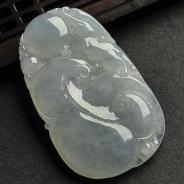 冰种淡紫罗兰缅甸翡翠A货如意寿挂件
