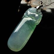 冰种飘花缅甸翡翠A货福瓜挂件