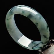 冰种飘花缅甸翡翠A货宽条手镯（57.8mm）