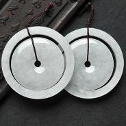糯冰种缅甸翡翠A货平安路路通挂件（一对）