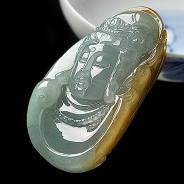 冰种晴水黄翡缅甸翡翠A货观音头挂件