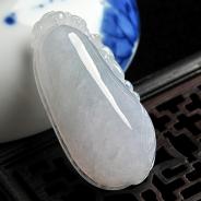 糯冰种淡紫罗兰缅甸翡翠A货福瓜挂件