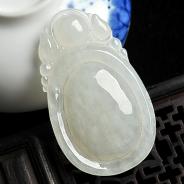 feicui糯冰种缅甸翡翠A货福在眼前挂件