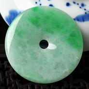 糯冰种翠色缅甸翡翠A货平安扣挂件