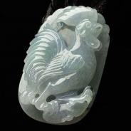 糯冰种晴水缅甸翡翠A货鸡牌挂件