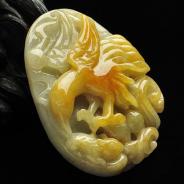 糯冰种黄翡缅甸翡翠A货大展鸿图挂件
