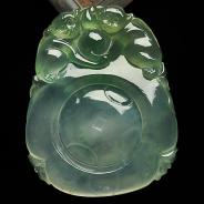 冰种晴水缅甸翡翠A货福在眼前挂件