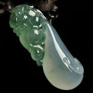 冰种晴水缅甸翡翠A货福瓜挂件