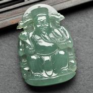冰种晴水缅甸翡翠A货财神挂件