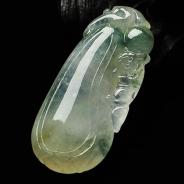 冰种飘花缅甸翡翠A货福瓜挂件